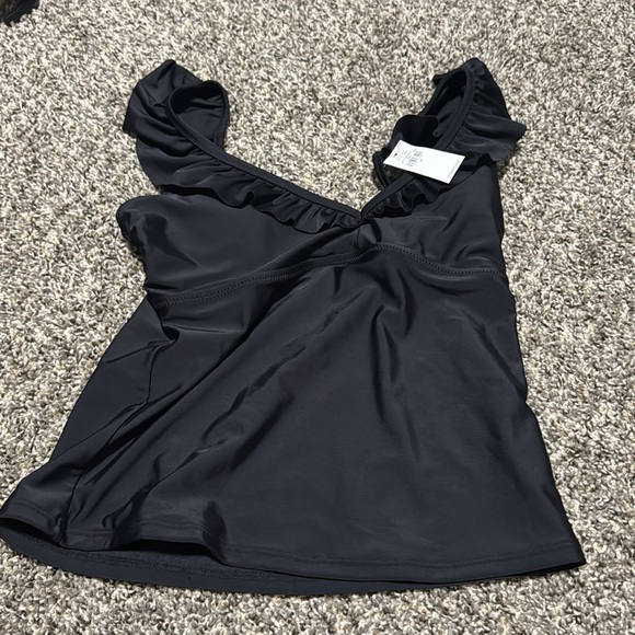 NWT! Black Ruffle-Trimmed Tankini Swim Top - Size Small 💎 - Picture 10 of 10